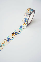Blue Floral Gold Foil Washi Tape