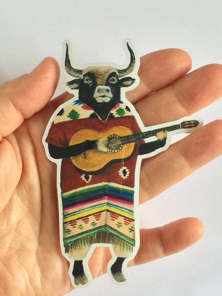 Pegatina de vinilo con el guitarrista Bull