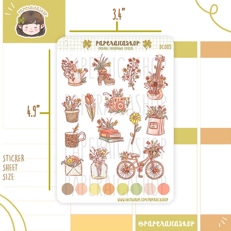 Pegatinas florales de primavera para planificador PaperaicaShop