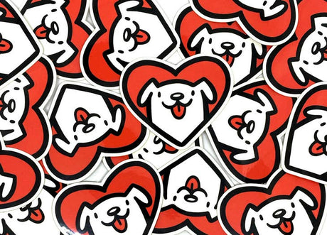 Pegatina mini con forma de corazón de perro 