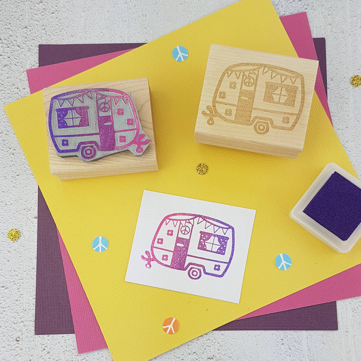 Festival Caravan Trailer Rubber Stamp