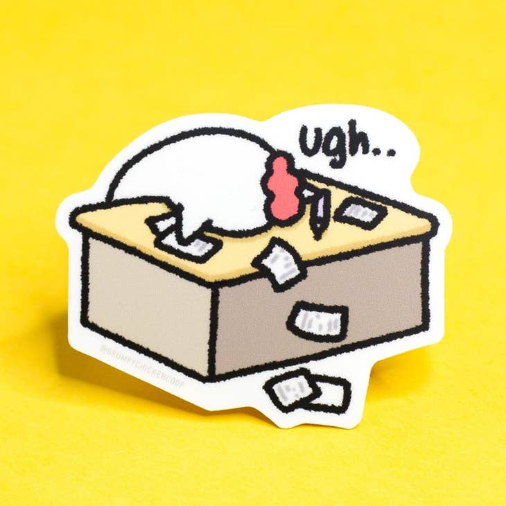 Robot Dance Battle - Grumpy Chicken Ugh Desk Sticker