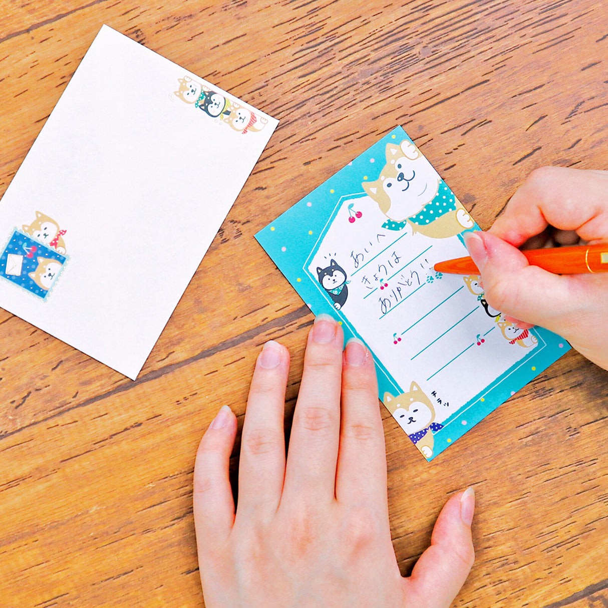 Juego de cartas en miniatura de Shiba Inu: papeles y sobres para escribir