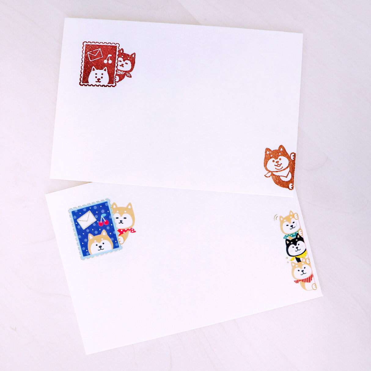 Juego de cartas en miniatura de Shiba Inu: papeles y sobres para escribir