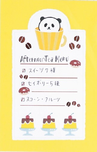 Juego de minicartas Panda Cafe: papeles y sobres para escribir