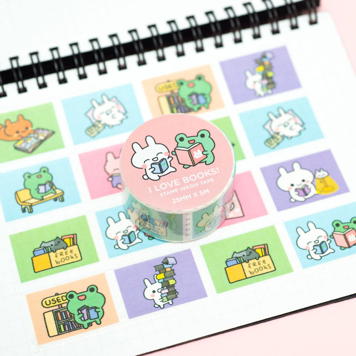 Cinta washi con el sello "Me encantan los libros"