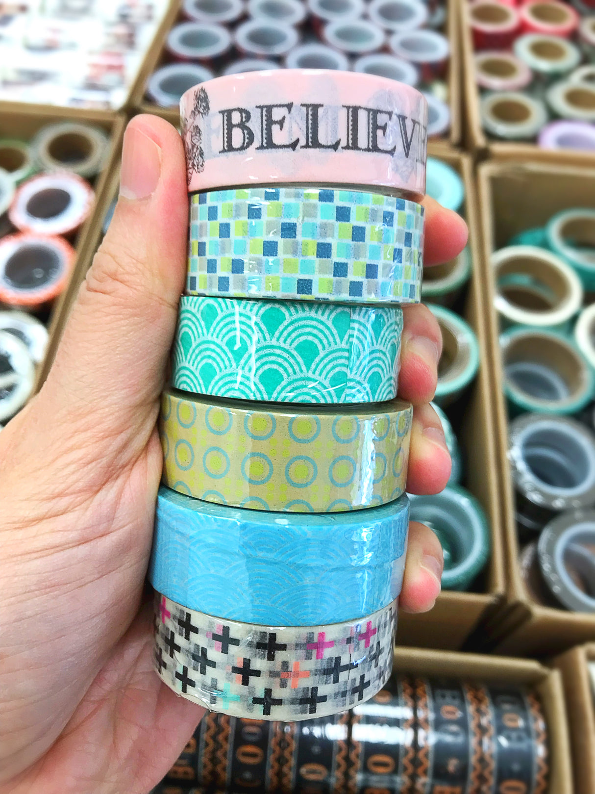Cinta washi con patrón de ondas 