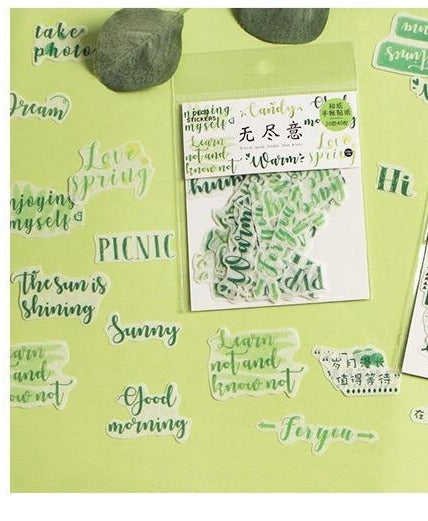 Pegatinas washi flake con palabras 