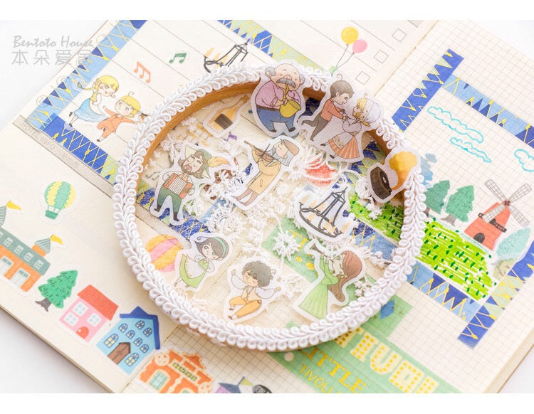 Pegatinas washi con forma de casas (40 piezas) 