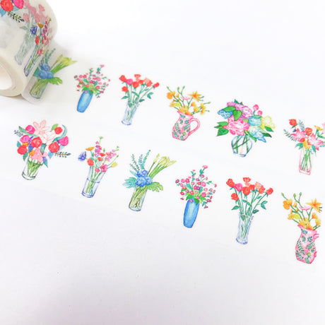 Cinta washi con ramo de flores
