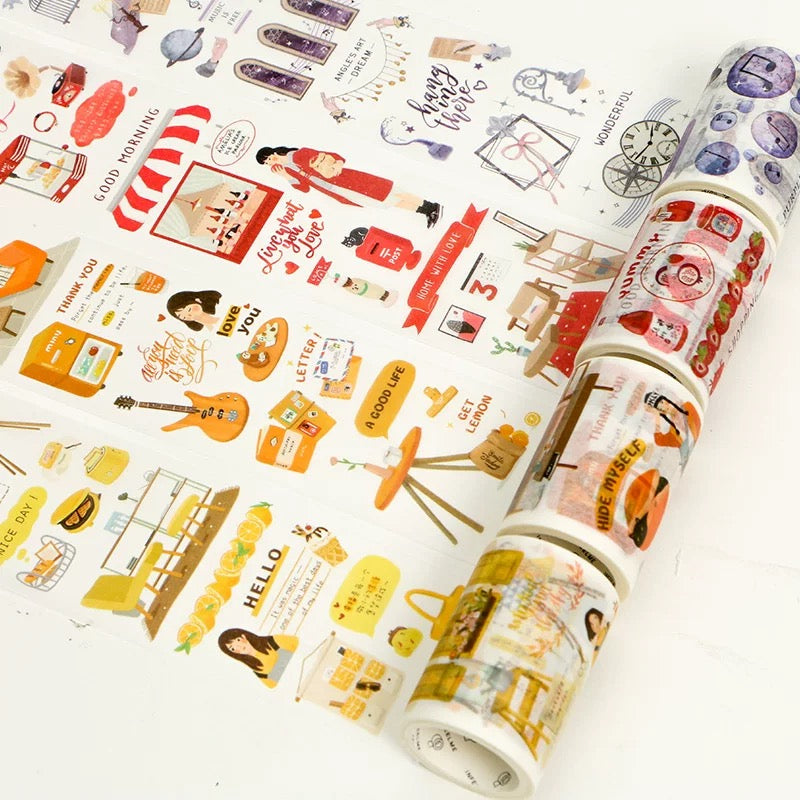 Red Collage Wide Washi Tape