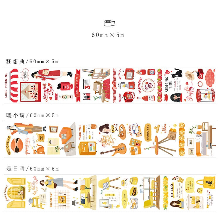 Red Collage Wide Washi Tape