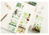 Green Collage Wide Washi Tape