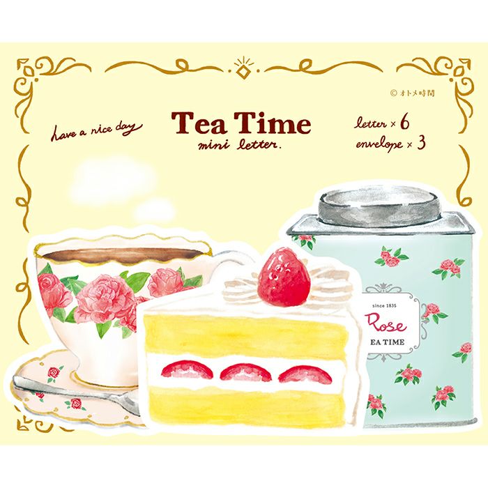 Juego de cartas Tea Time Rose: papeles y sobres para escribir
