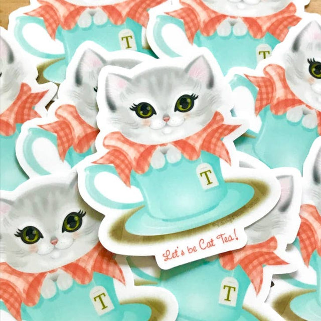 Let's be Cat Tea Vinyl Sticker