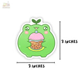 Matcha the Frog Drinking Boba Vinyl Sticker
