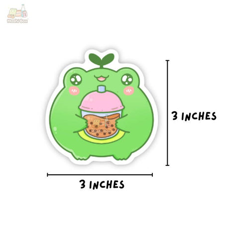 Matcha the Frog Drinking Boba Vinyl Sticker