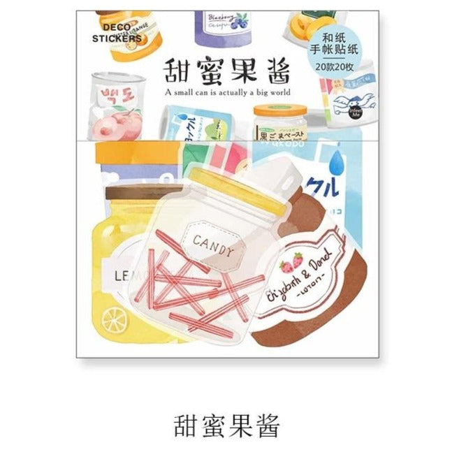 Pegatinas washi en hojuelas con mermelada de frutas (40 piezas) 