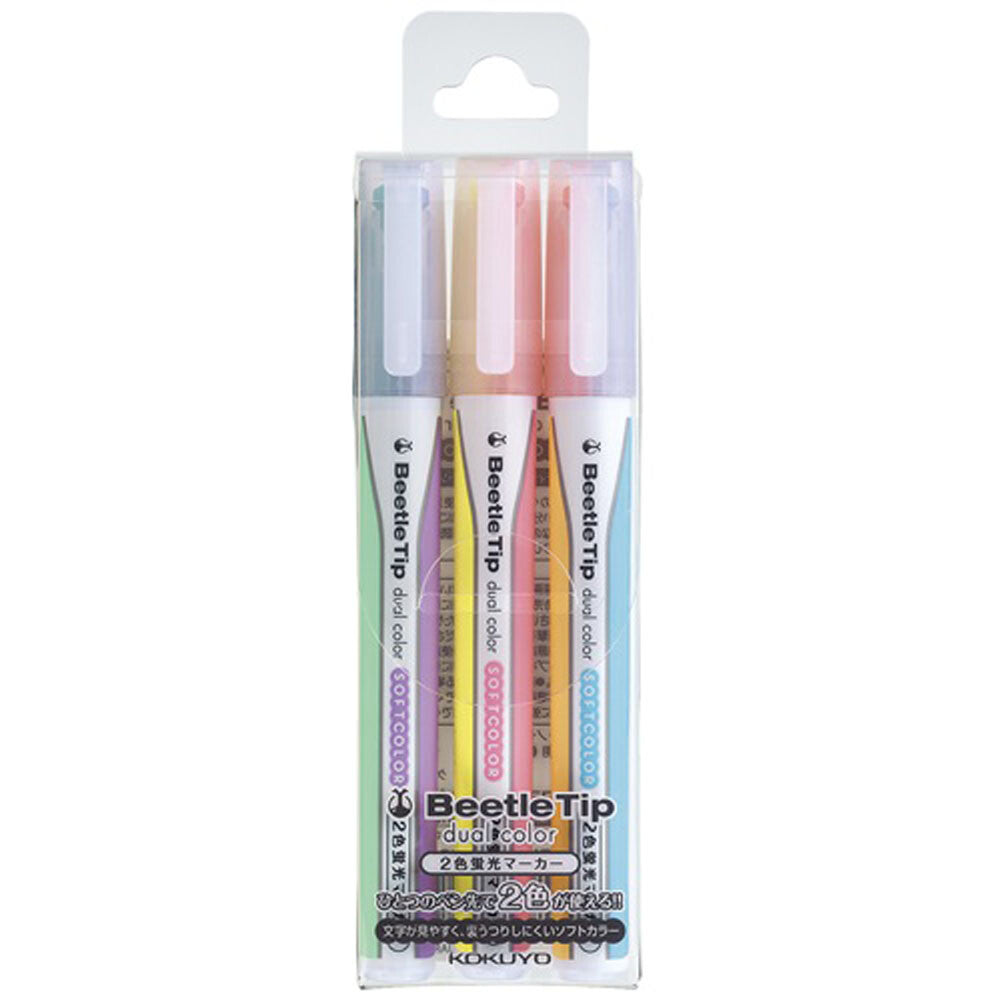 Resaltador de color suave con punta de escarabajo de dos colores de Kokuyo 