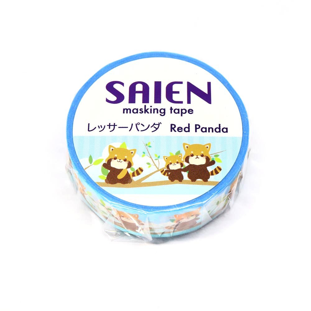 Cinta washi japonesa con diseño de panda rojo SAIEN