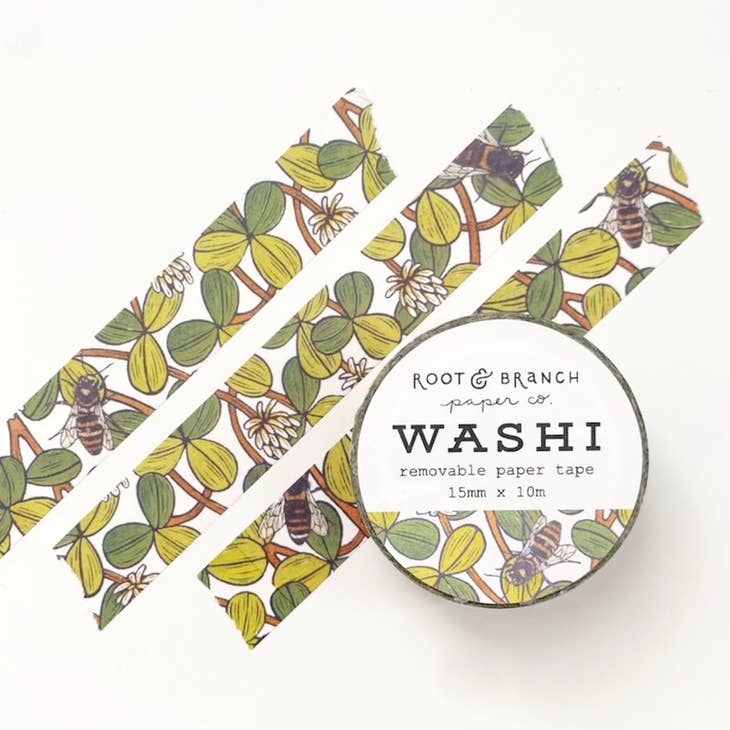 Cinta washi de trébol blanco