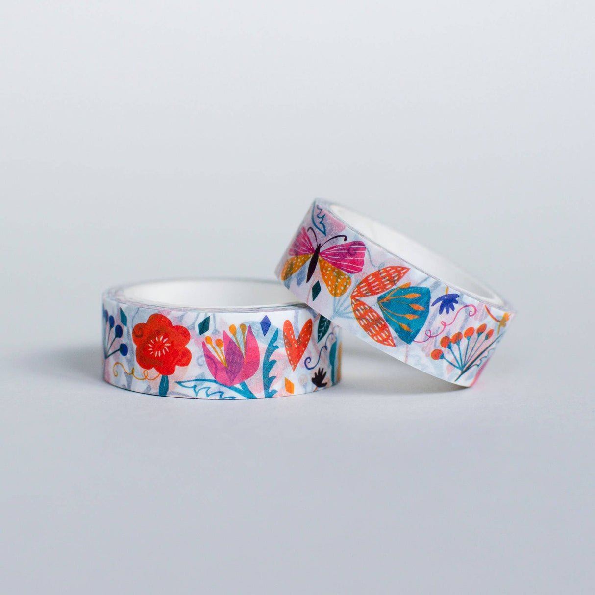Cinta washi con estampado floral brillante