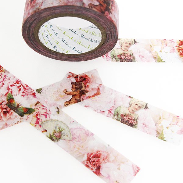 Cinta washi con diseño de clavel vintage • Diseño de Shinzi Katoh 