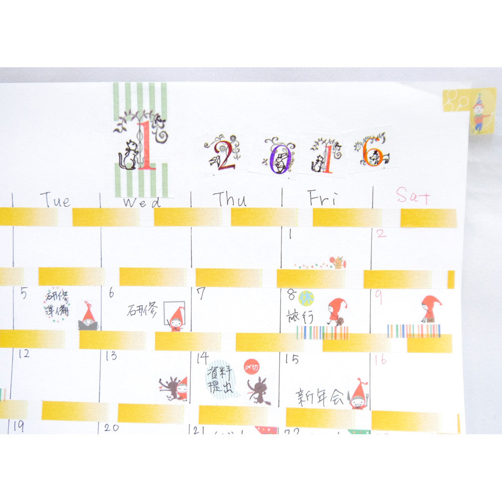 Cinta washi ancha con números de diseño Shinzi Katoh 