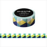 Cinta washi japonesa con diseño de bloques retro • Cinta adhesiva Masté de varias líneas